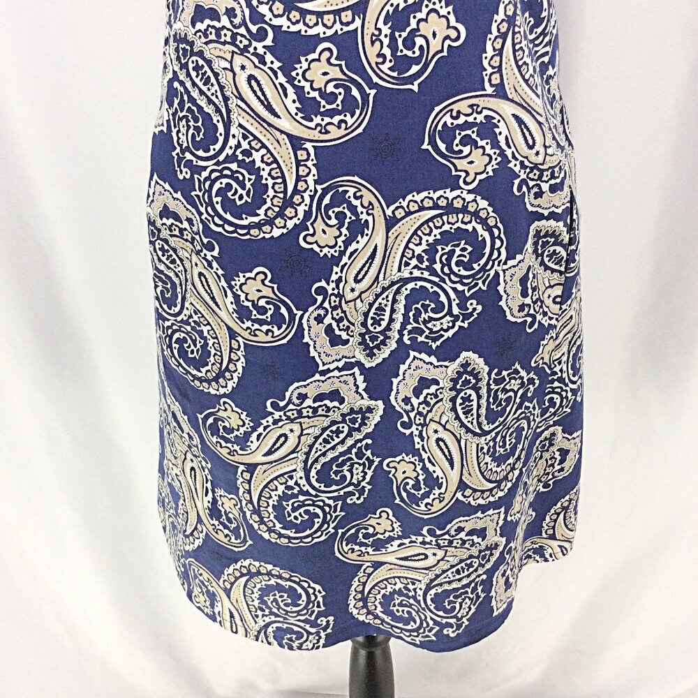 Ann Taylor LOFT Dress Womens Various Blue Paisley Sleeveless Tank Sheath - Picture 7 of 11